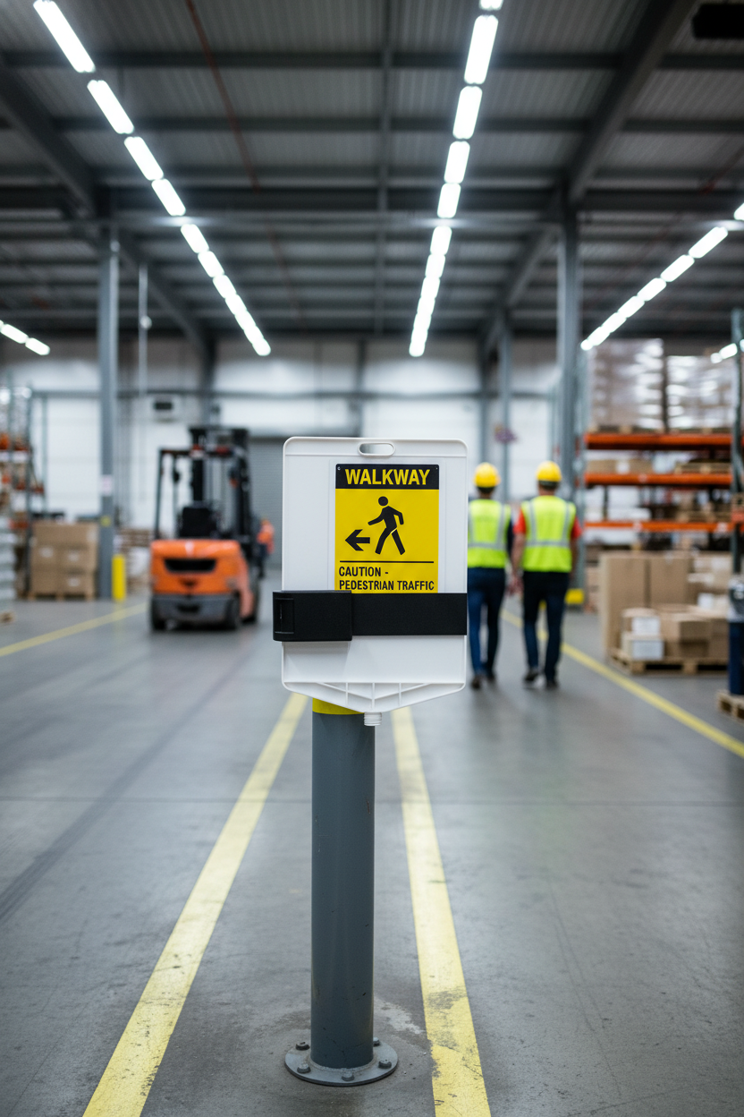 Premium Rectangle Sign Holder for Plastic Posts and Bollards with Adaptor for Chain Post and Bollard Compatibility