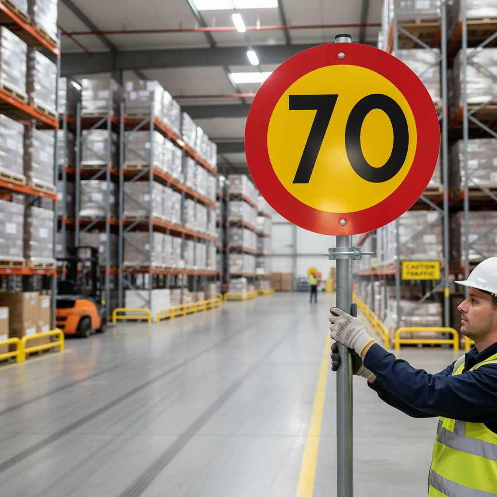 Premium Prohibition Sign - Maximum Speed 70 km/h, Ø 600 mm for Road Safety - High-Quality Professional Grade for Industrial and Commercial Applicat...