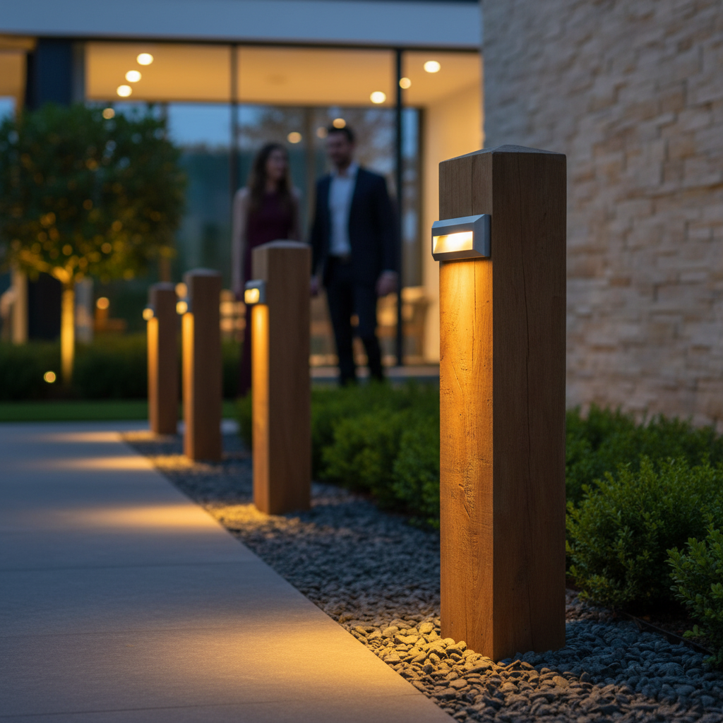 Premium Double Indirect Wooden Bollard Light with DarkSky Approval for Eco-Friendly Outdoor Illumination