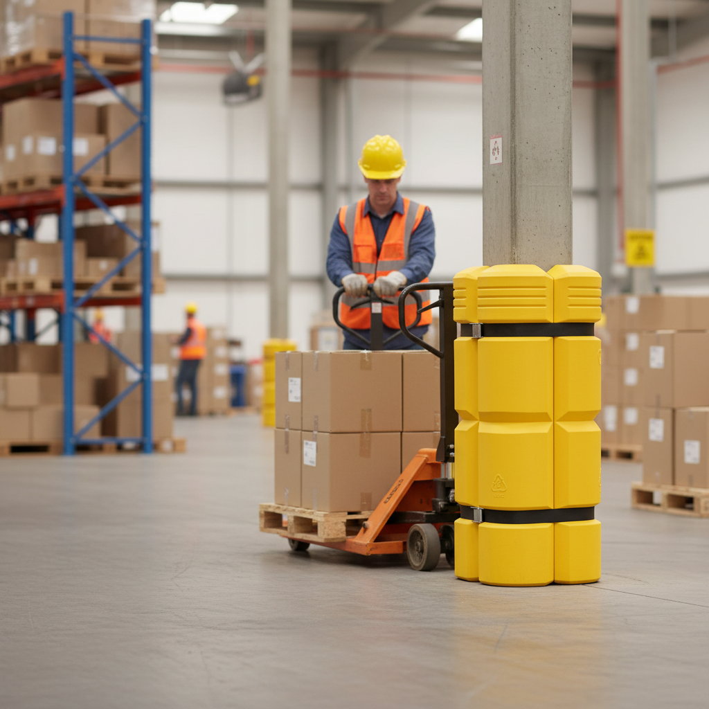 Premium Heavy Duty Plastic Traffic-Line Column Protector for Warehouse Safety - Adjustable for 200-500mm Columns | Barriers C