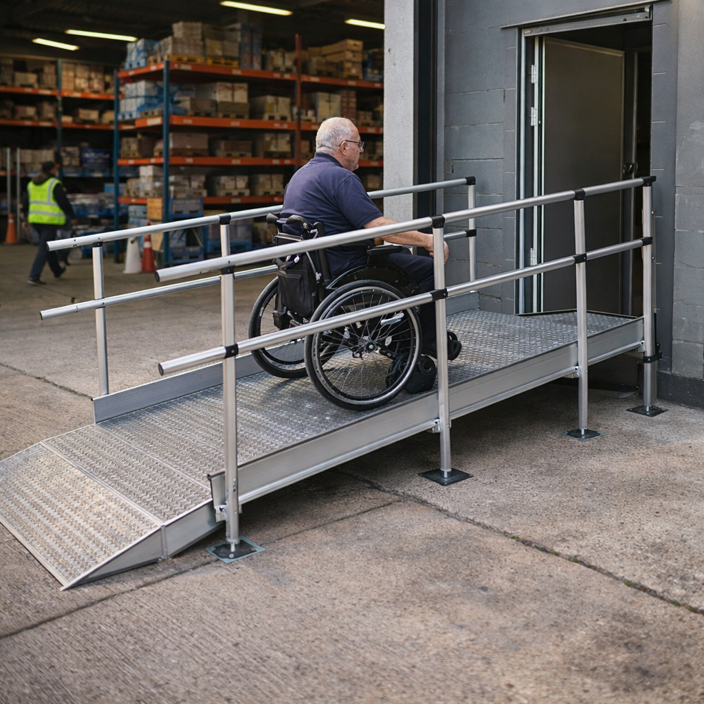 Modular Ramp Kit – 1500mm W x 2700mm L – Double Handrails – Wheelchair Access