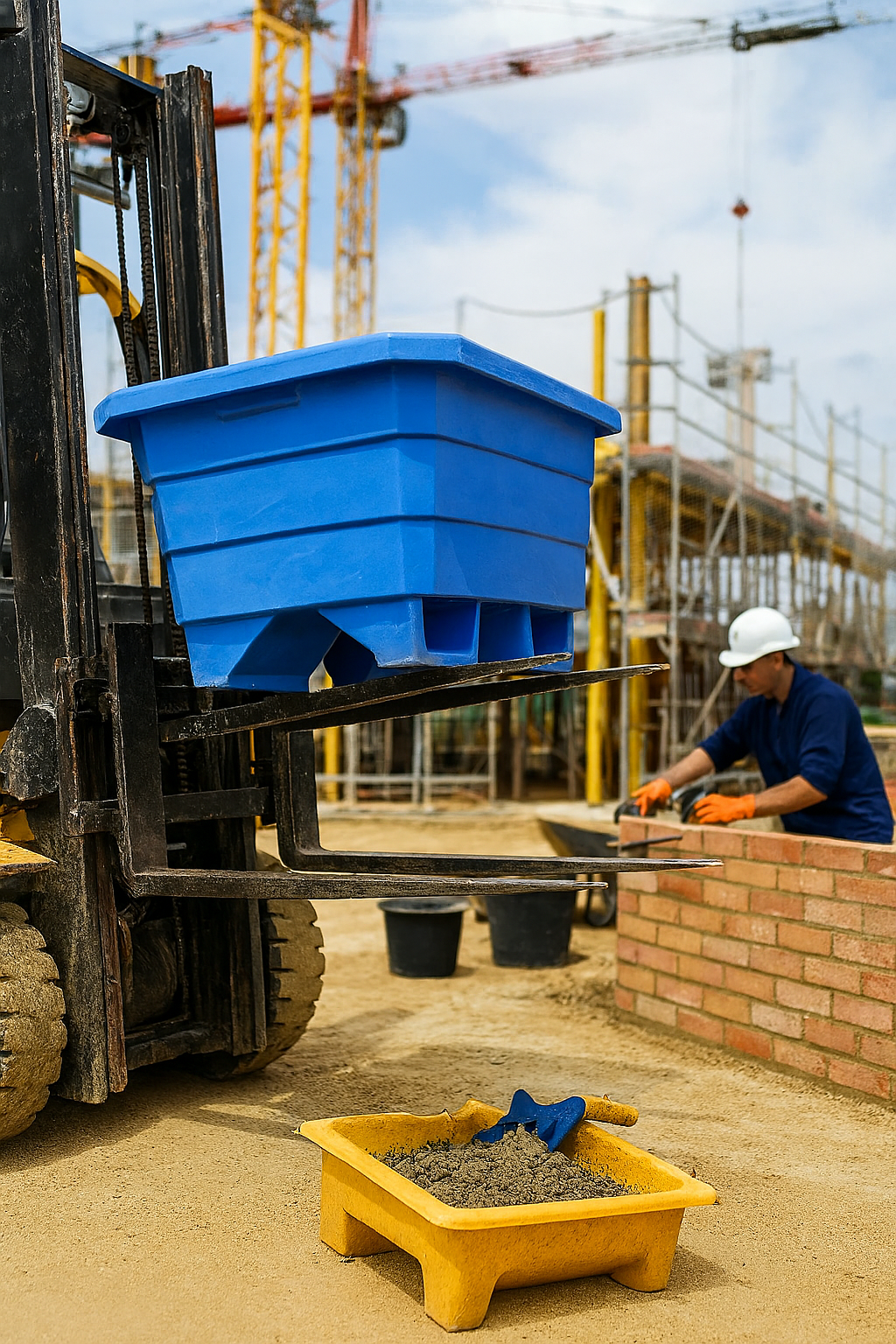 250L Blue Easy-Lift Mortar Tub – Reinforced Ribbed Body 2