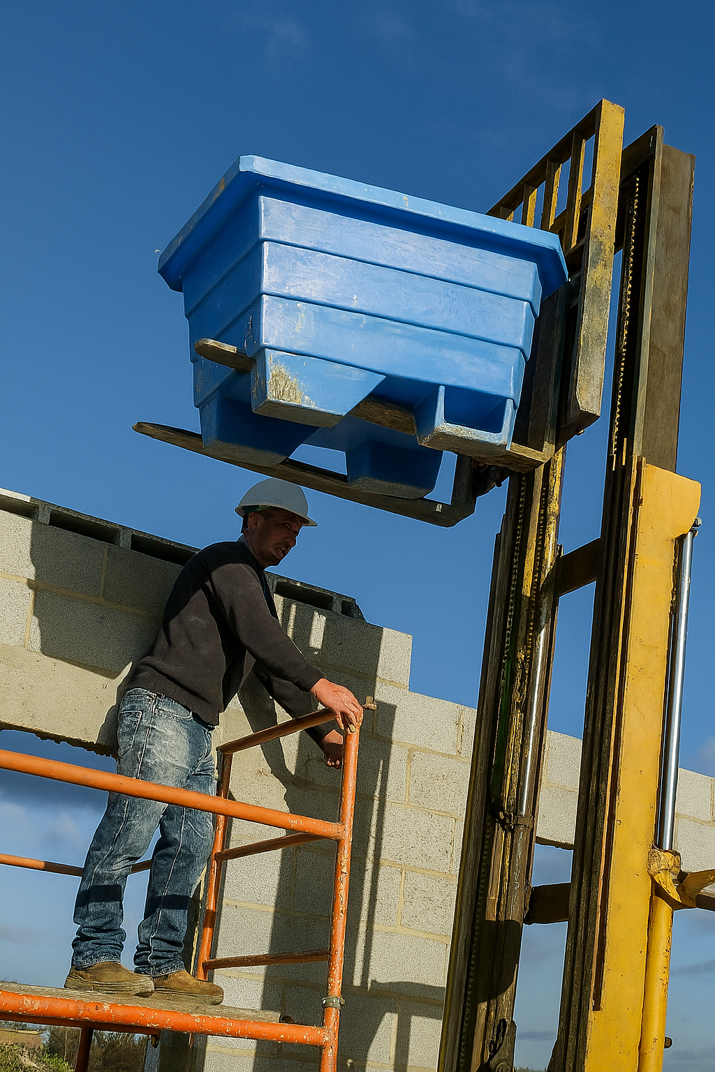 250L Blue Easy-Lift Mortar Tub – Reinforced Ribbed Body 3