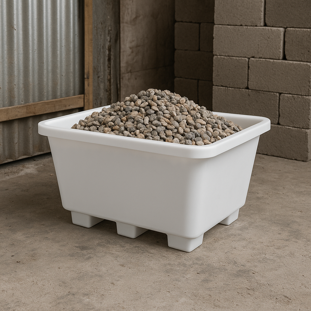 250L Heavy-Duty White Mortar Tub with Forklift Access 1