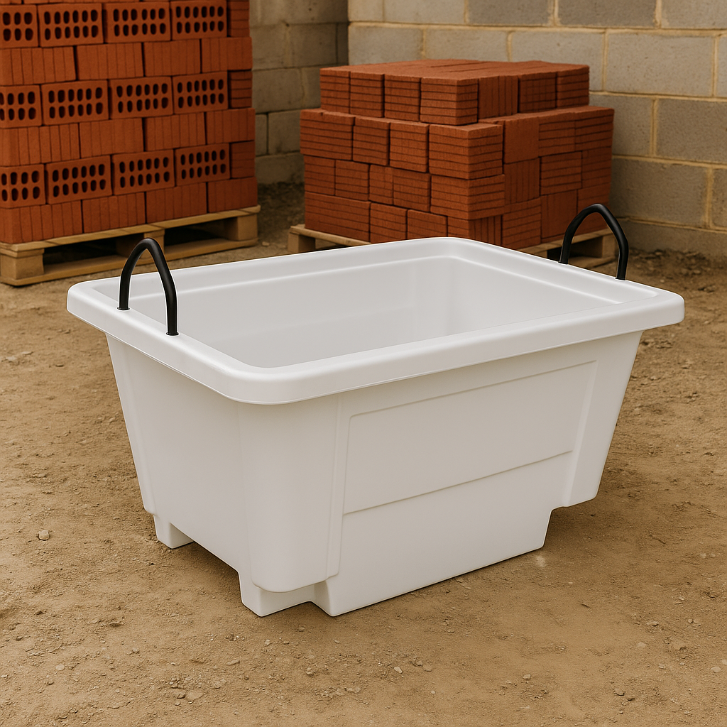 250L White Euro Crane Lift Mortar Tub – One-Piece Mould with Steel Frame 1