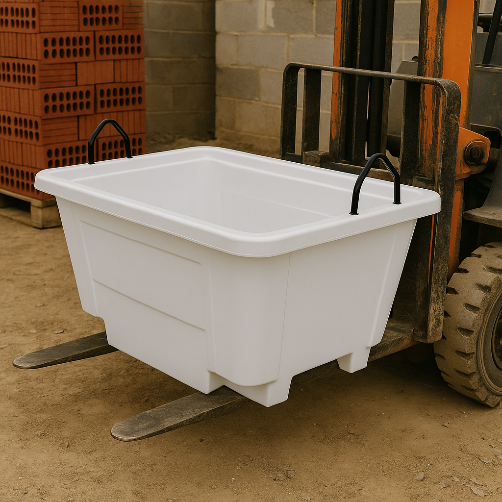 250L White Euro Crane Lift Mortar Tub – One-Piece Mould with Steel Frame 2
