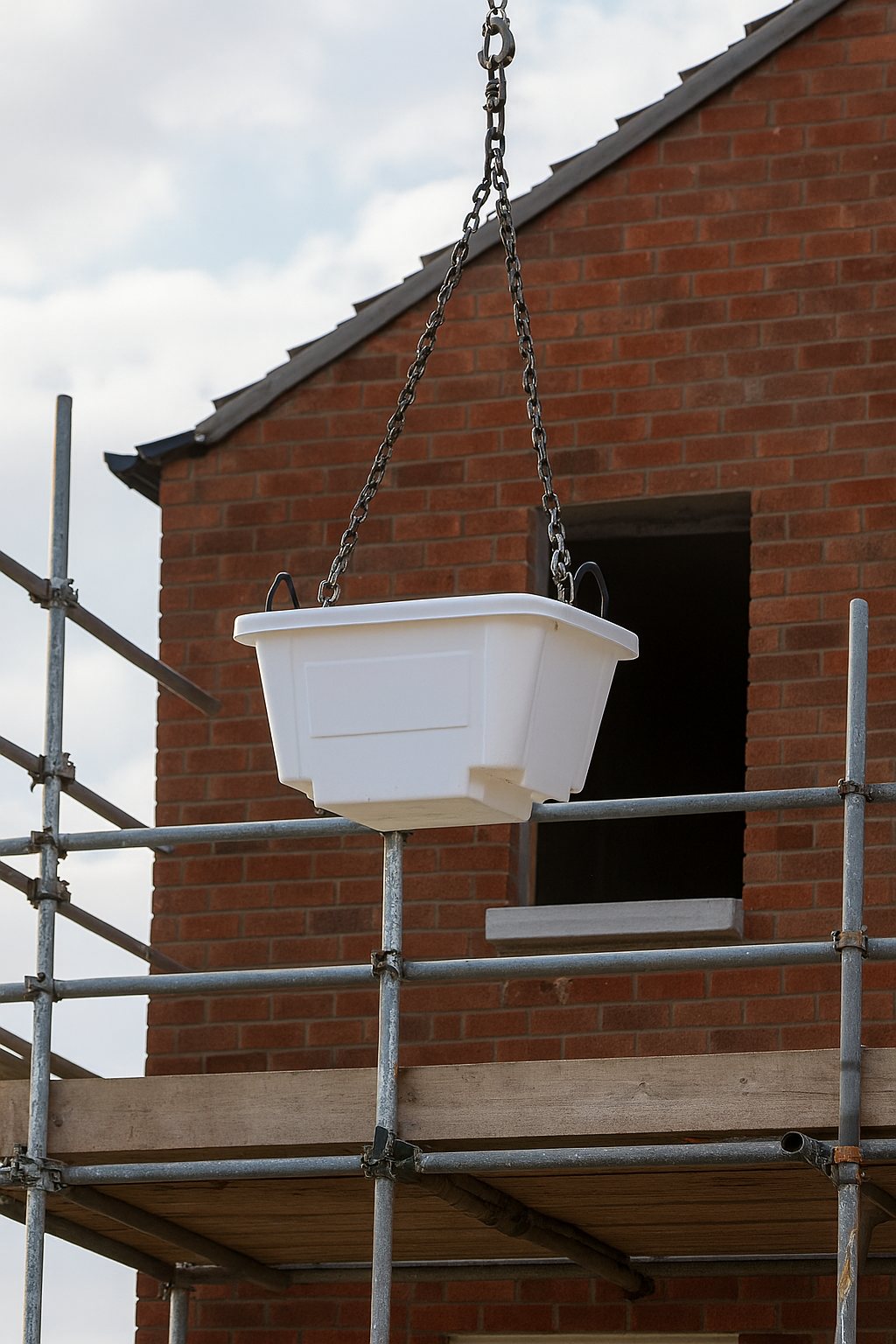 250L White Euro Crane Lift Mortar Tub – One-Piece Mould with Steel Frame 3