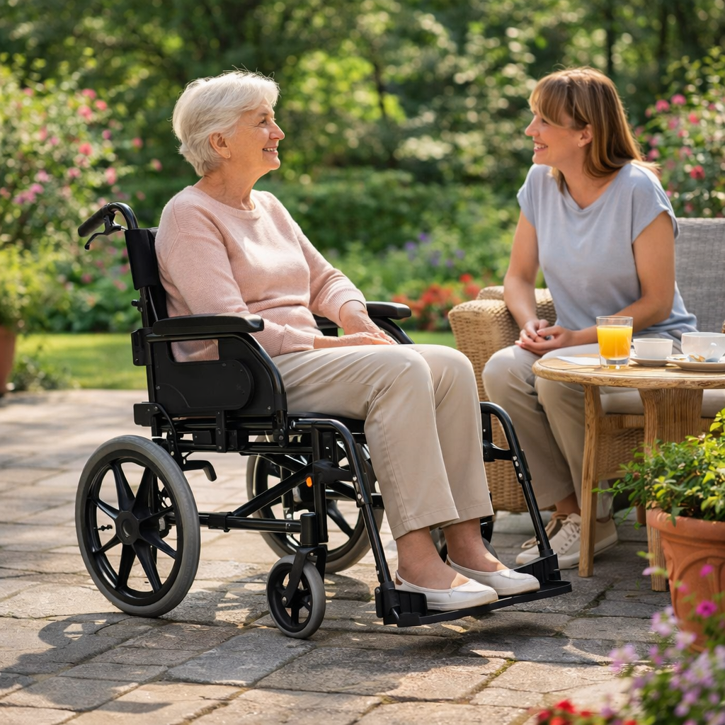 Transit Wheelchair – Black – Lightweight 16.2kg, 125kg Capacity – Indoor & Outdoor