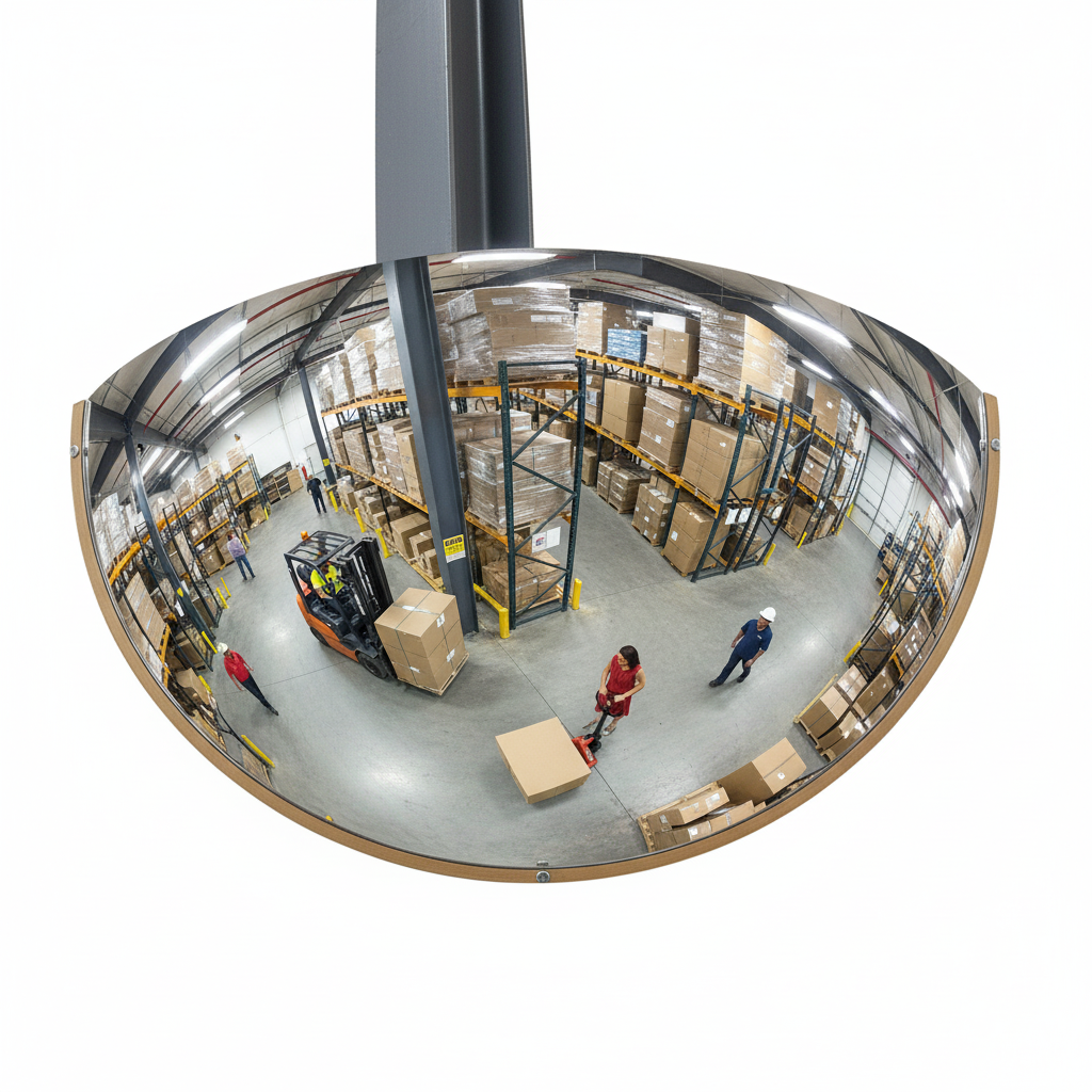 Premium Half Dome Vertical Mount Mirror with 180-Degree View for Enhanced Safety and Security - side view | Barriers Co