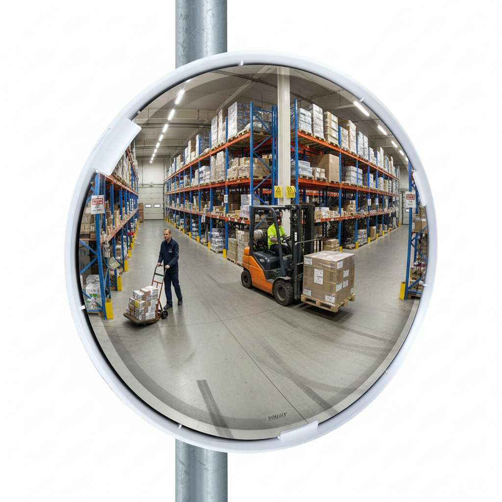Professional Multi-Purpose 3 Direction Convex Mirror with Anti-Scratch Treatment for Enhanced... - side view | Barriers Co