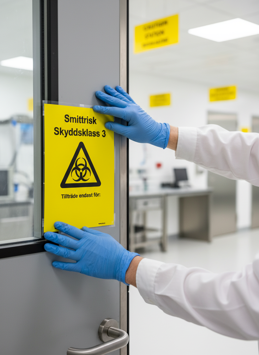 Premium Warning Sign for Infection Risk Class 3 - Durable Materials with Various Mounting Options