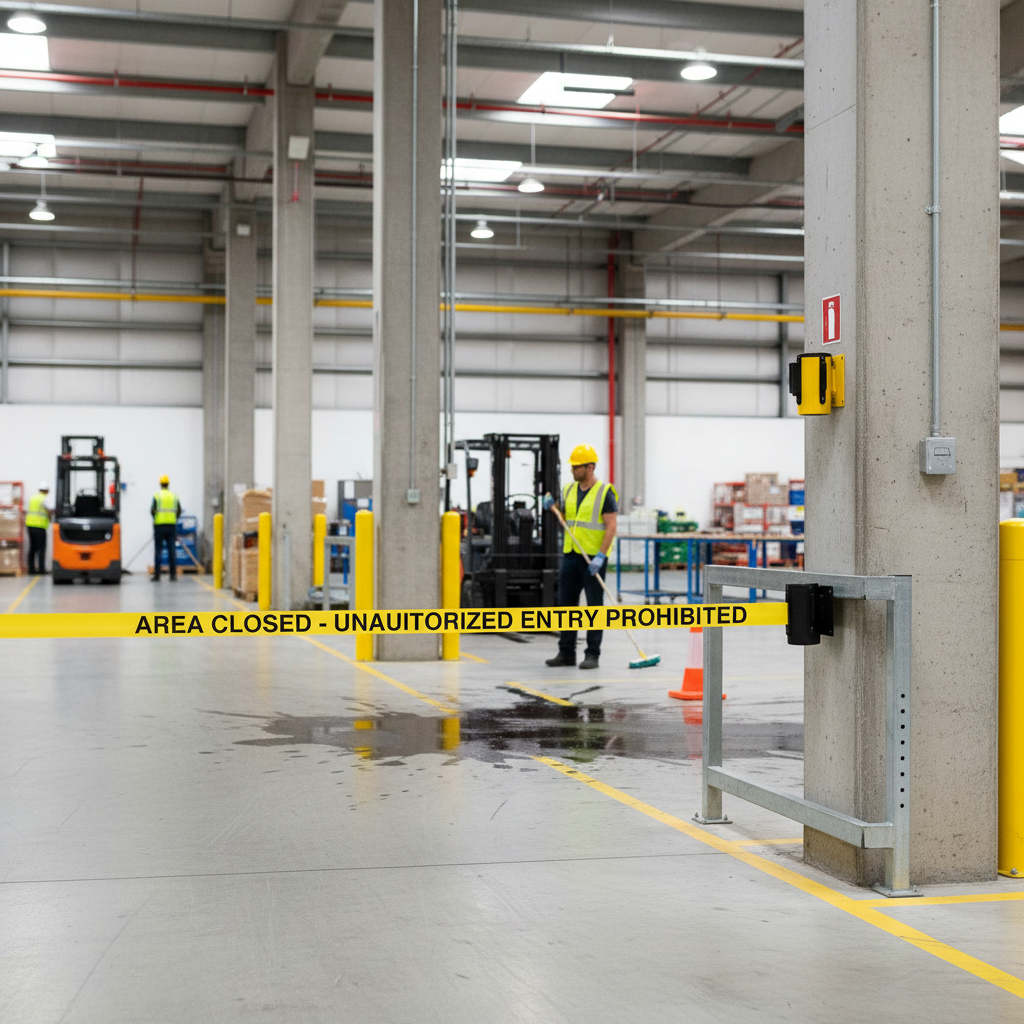 Premium Wall Mounted Belt Barrier System for Space-Saving Access Control up to 4.6 Metres - side view | Barriers Co