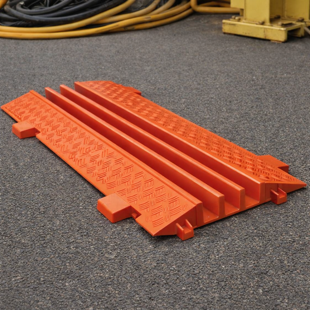 5-Channel Cable Protector – Black – Heavy Duty – Industrial Use