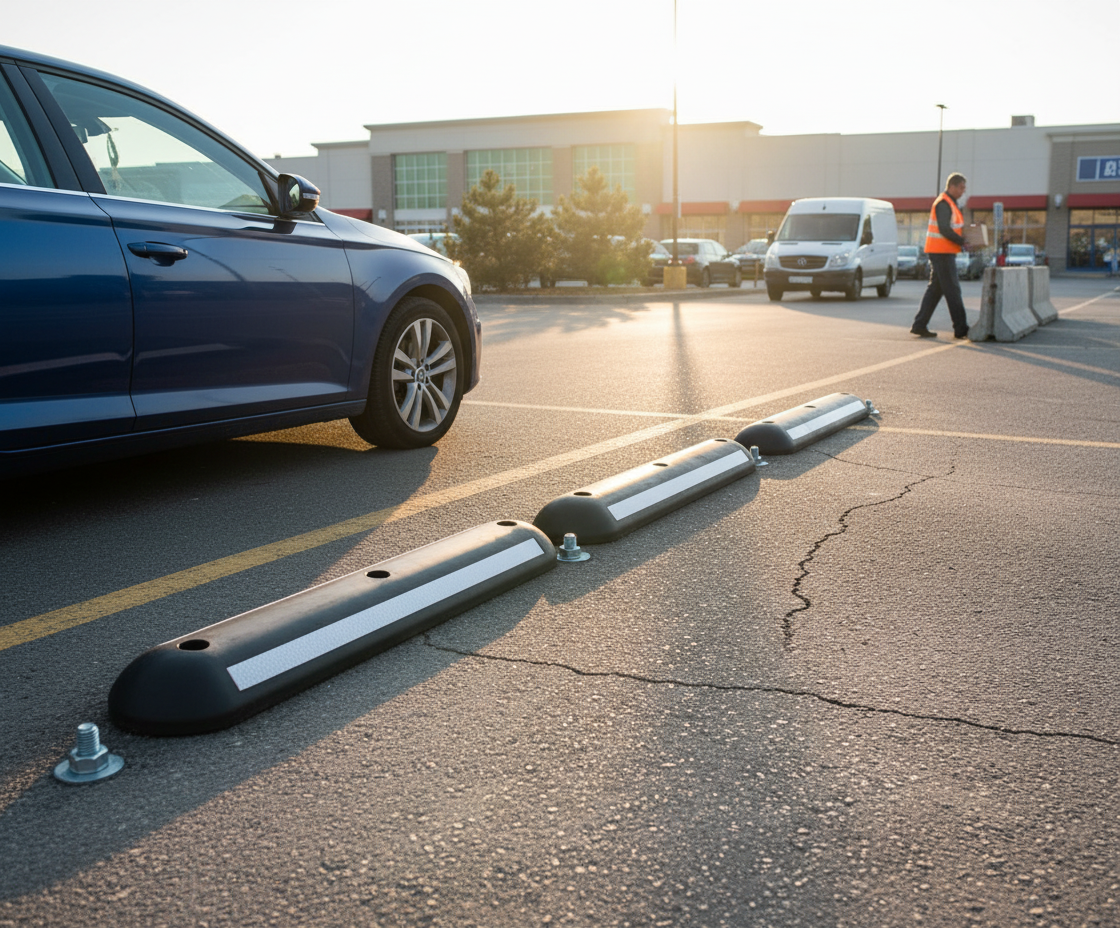 Premium Heavy Duty Rubber Road Separator for Traffic Management - UV Resistant, Reflective Elements, Available in 700mm or 1200mm Lengths