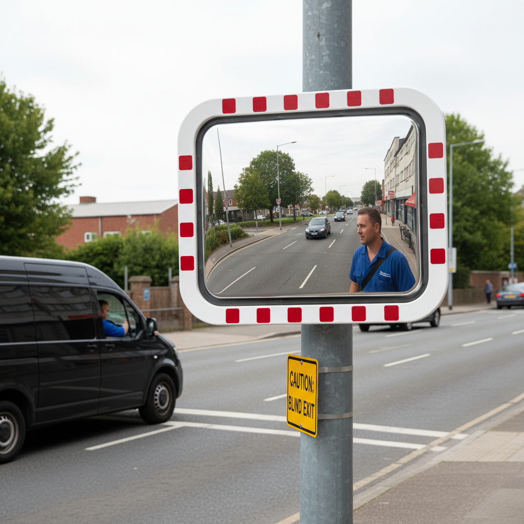 Premium Hybrid Traffic Mirror with Frost Resistance and Stainless Steel Face for Extreme Temperatures - Detail View | Barrier