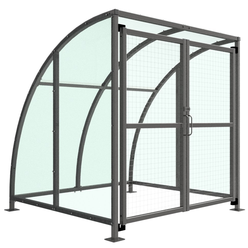 SC1 Stratford Cycle Shelter with Lockable Mesh Doors & Clear UV-Resistant PETG Roof and Sides