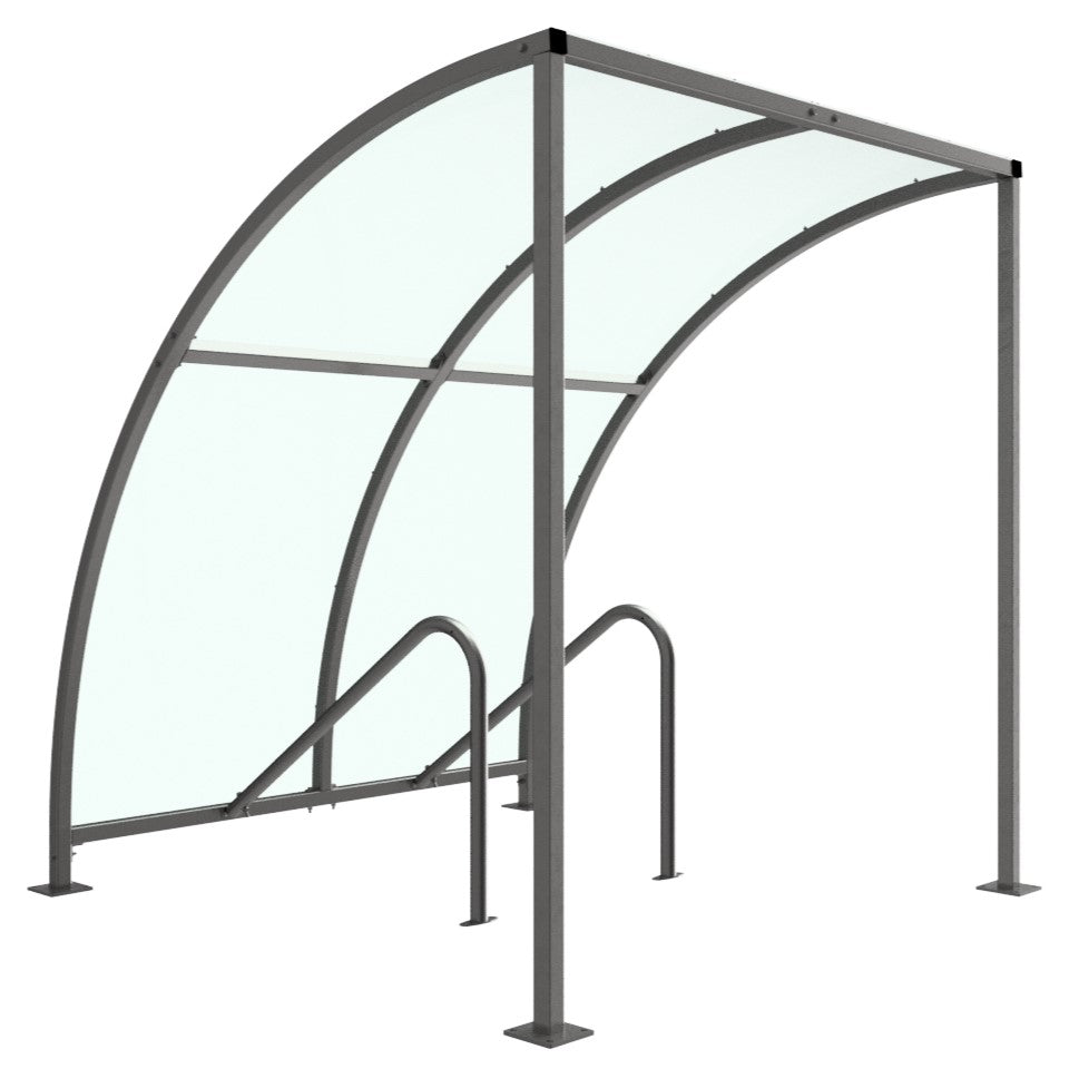 Premium VS1 Cycle Shelter – Galvanised Steel Frame with UV-Stabilised PETG Roof (Modular, Open-Sided Design)