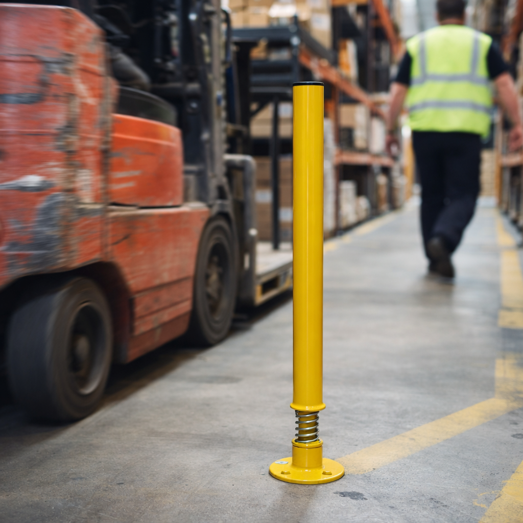 Security Bollard – Yellow – Fixed Spring – Outdoor Use