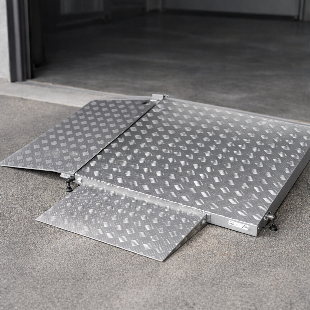 Folding Drive In Ramp – 1250mm + 450mm x 750mm – 300kg Capacity – Wheelchair & Scooter Access