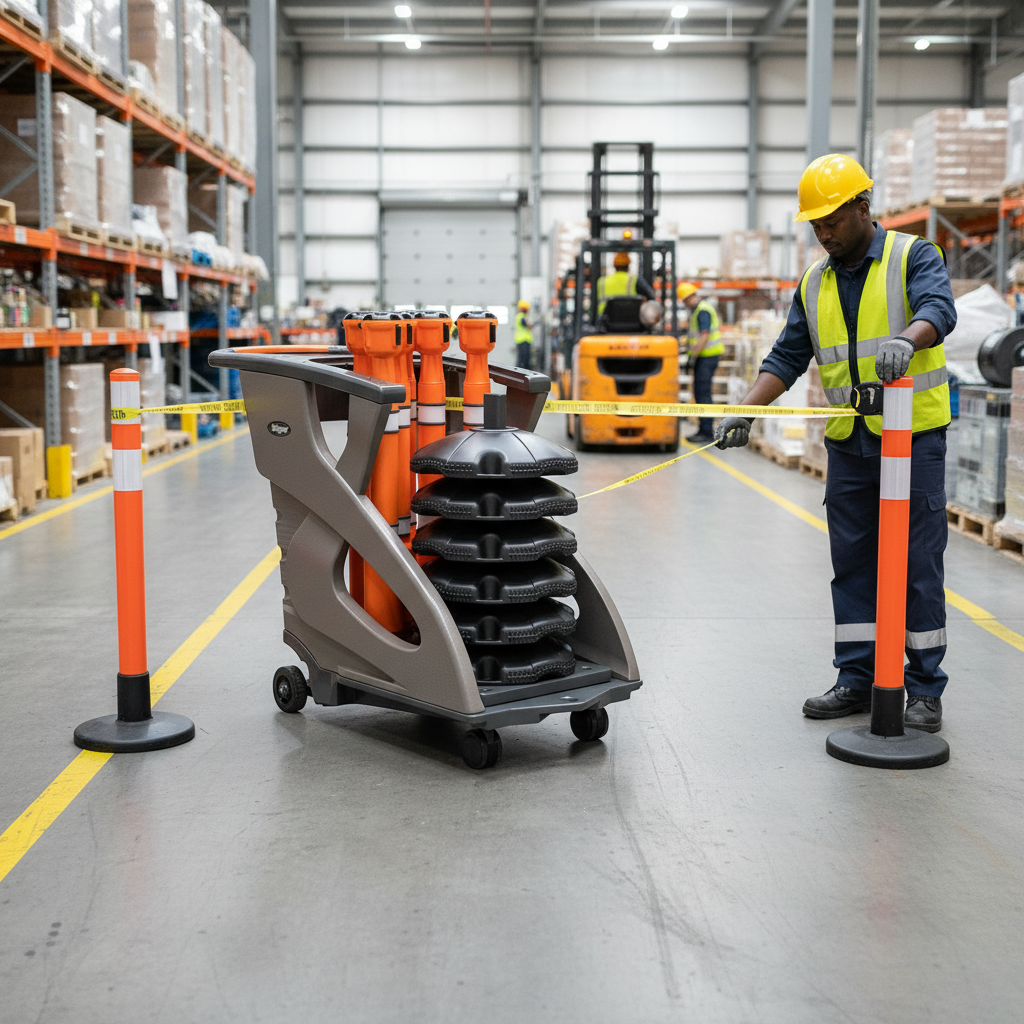 Premium Fully Loaded Unicart for Rapid Barrier Deployment – Includes 6 Retractable Belt Units and 6 Post/Base Sets