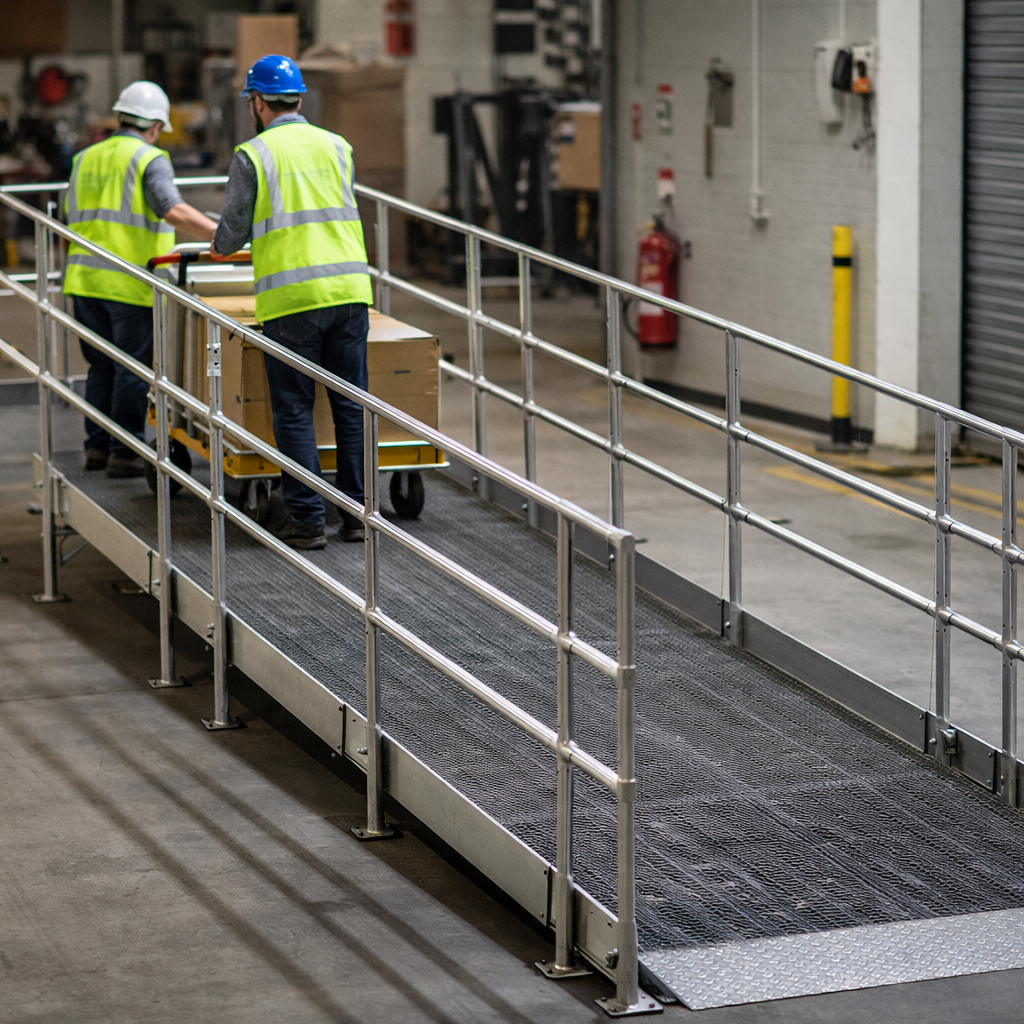 Modular Ramp Kit – 1500mm x 9800mm – Double Height Handrails – Wheelchair Access