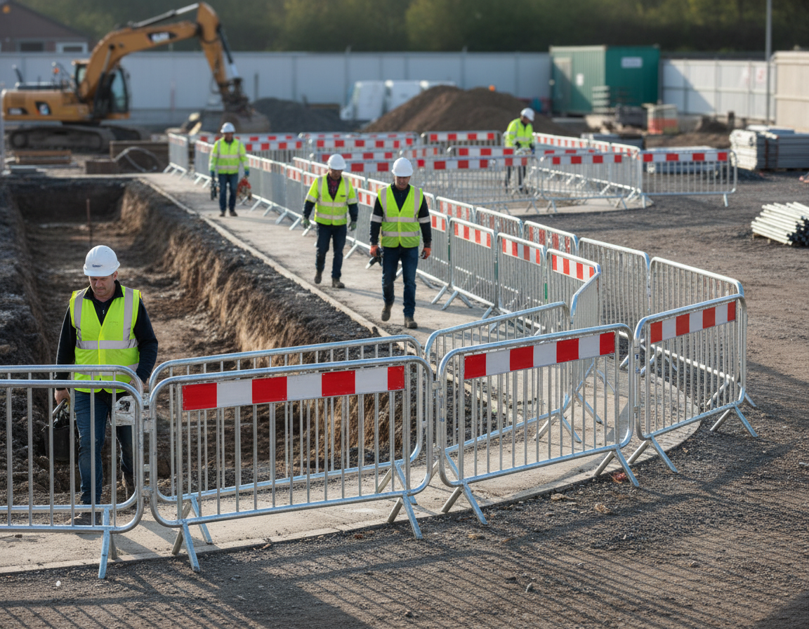 Premium Heavy Duty Crowd Control Barrier Package - 25 Barriers with Reflective Strips for Total Length of 57.5m