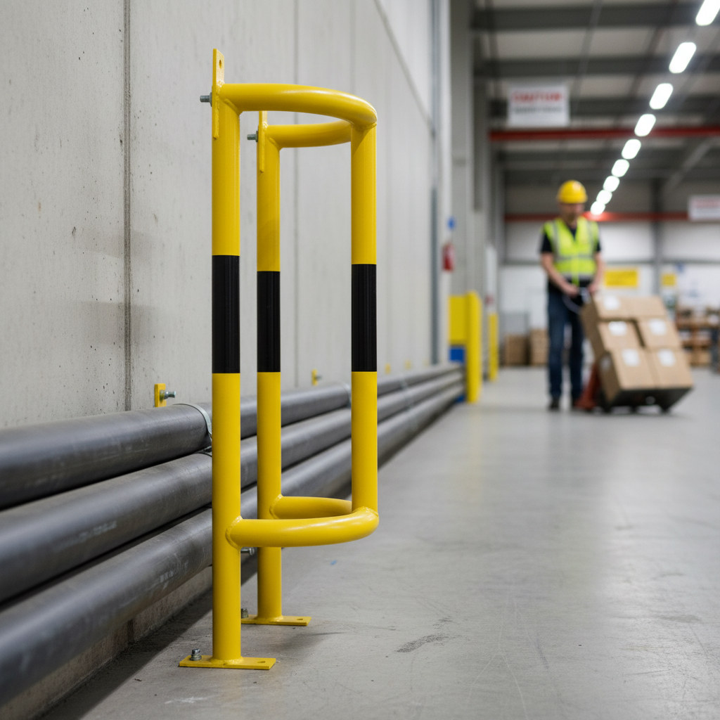 Premium Floor Mounted Drain Pipe Protector - Heavy Duty, Galvanised, Powder-Coated for Maximum Visibility... | Barriers Co