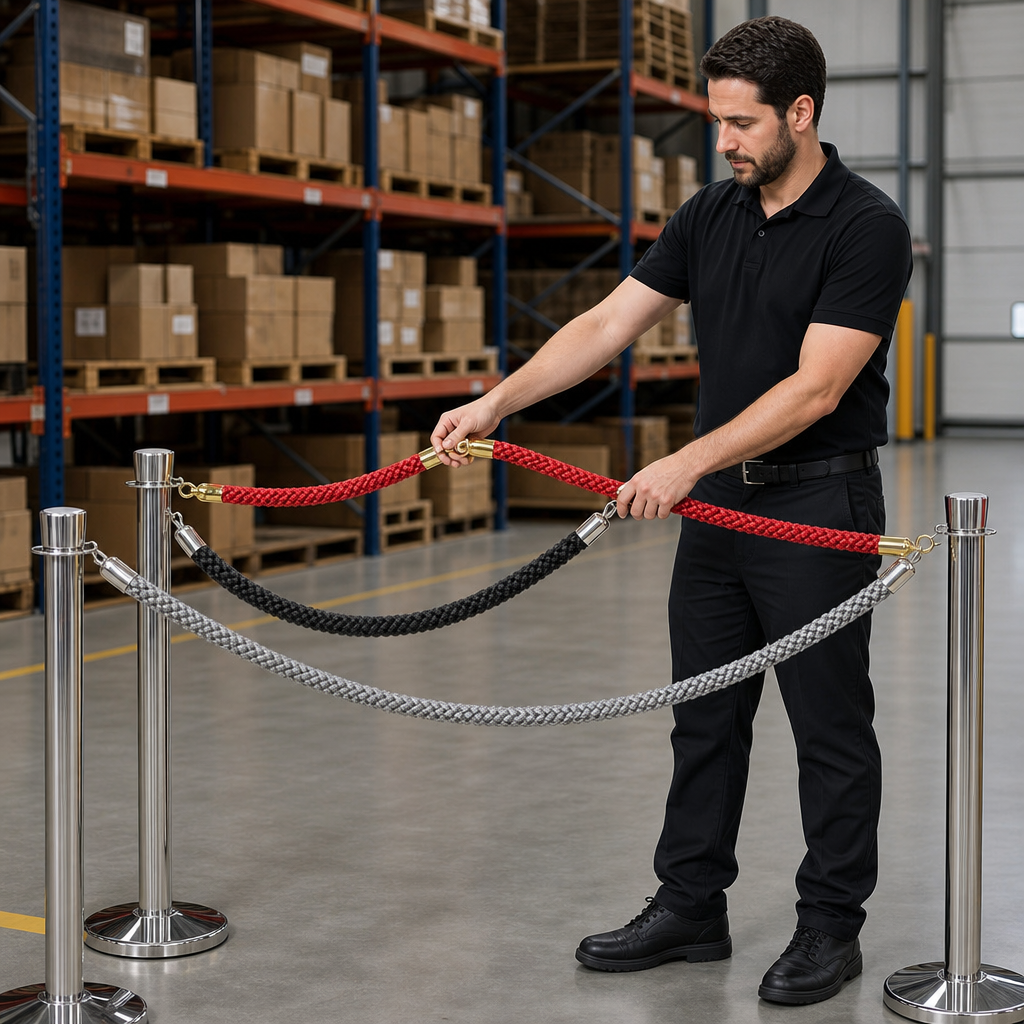 Luxury Braided Barrier Rope with Snap-Ends for Event Spaces