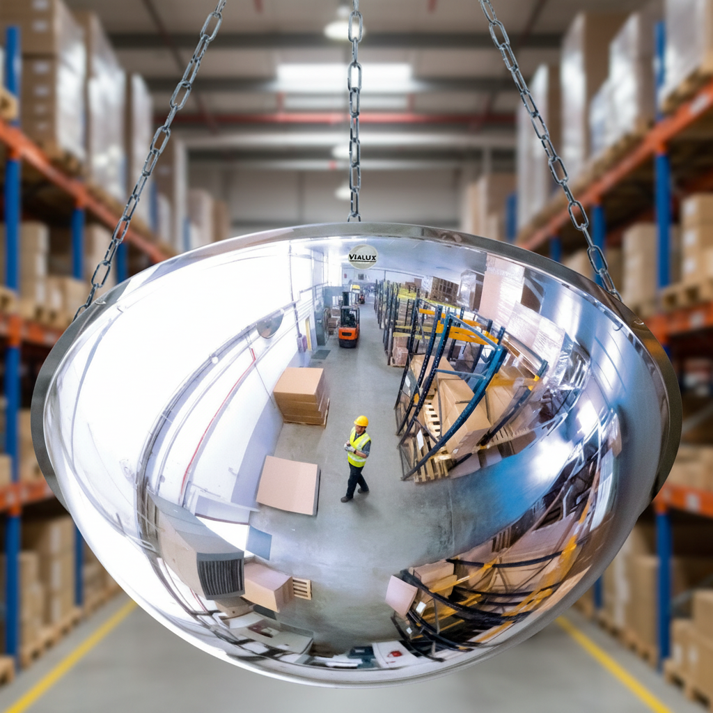 Professional Full Dome Security Mirror for 360-Degree Visibility in Warehouse Intersections | Barriers Co