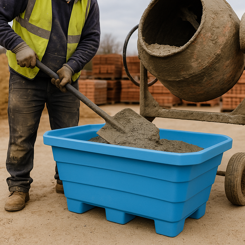 300L Heavy-Duty Blue Mortar Tub with Forklift Access 2
