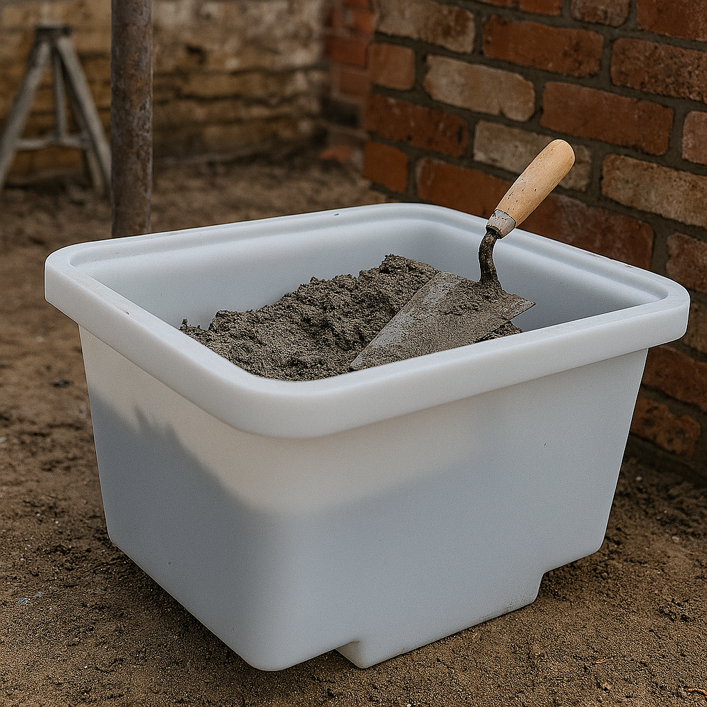 300L White Forklift Mortar Tub – Heavy-Duty Universal Design for Mortar, Concrete & Site Waste Handling 1