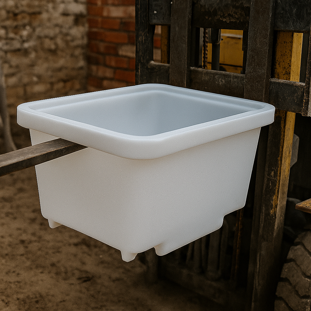 300L White Forklift Mortar Tub – Heavy-Duty Universal Design for Mortar, Concrete & Site Waste Handling 2