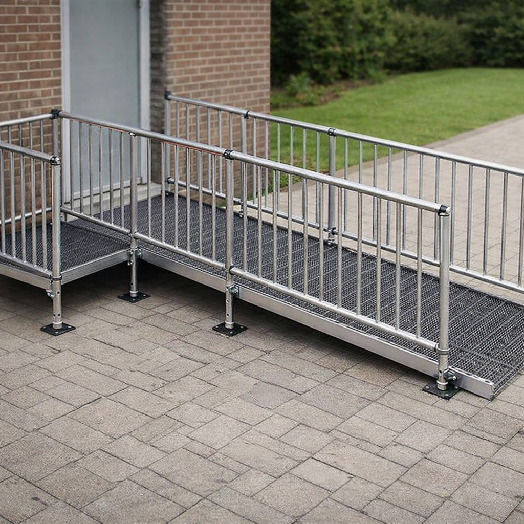 Modular Wheelchair Ramp Kit – 1080mm x 3500mm – Balustrade Handrails – Indoor/Outdoor Use