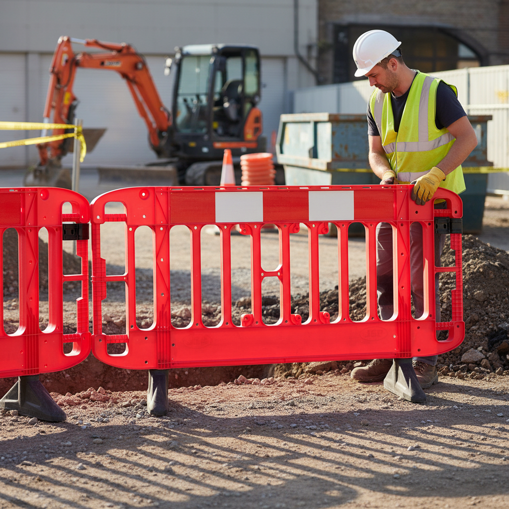 Premium Heavy Duty Injection Moulded Safety Barrier in Red with Ultra Strong Couplers and Drainage Design for Versatile Use |