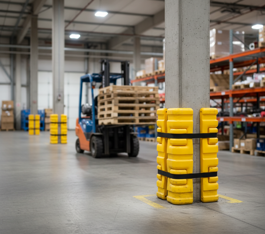 Premium Flexible Column Protector with Adjustable Fit for Enhanced Impact Absorption and Visibility in Yellow