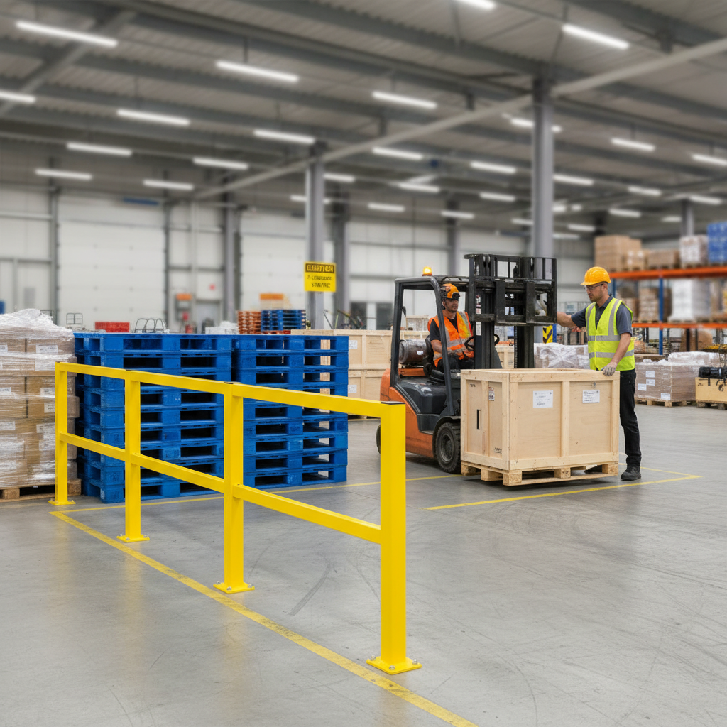 Premium Modular Medium-Duty Impact Protection Railing System for Forklift Traffic Safety and Pedestrian Separation