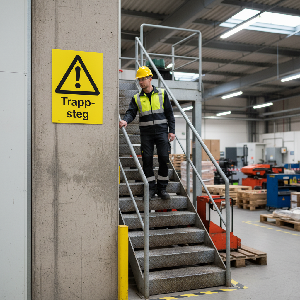 Premium Warning Sign for Stair Steps - Durable Self-Adhesive, Plastic, Magnet, and Aluminum Options for Safety Awareness