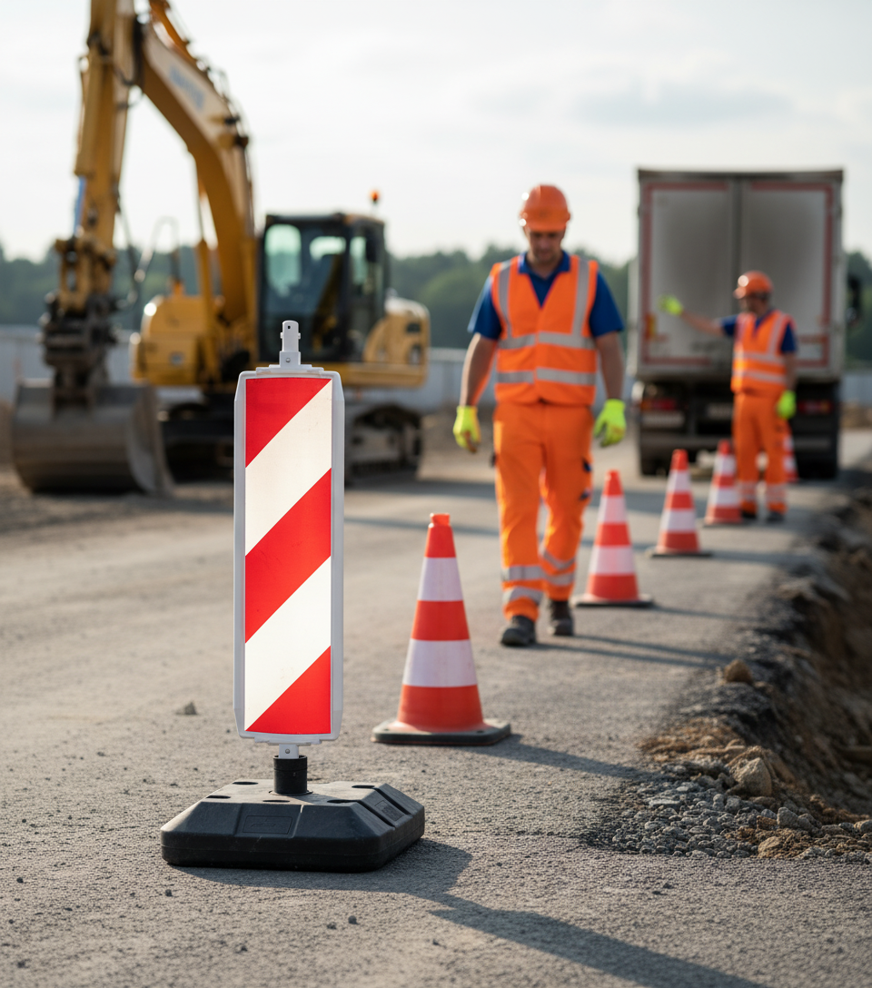 Premium Traffic Panel for Road Safety with Reflective Surface and High Stability, Compatible with Standard Base Plates
