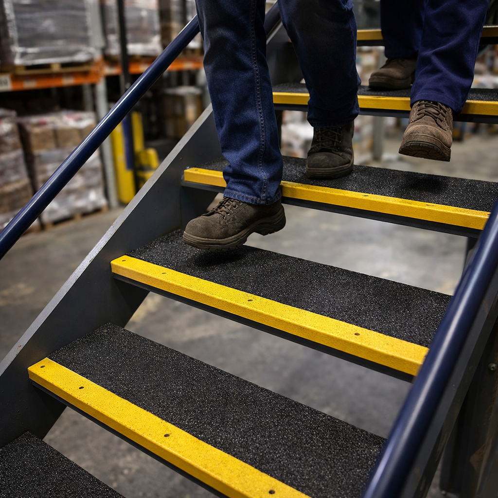 Anti-Slip Stair Treads – 55mm High Nosing – Stainless Steel – Indoor/Outdoor Use