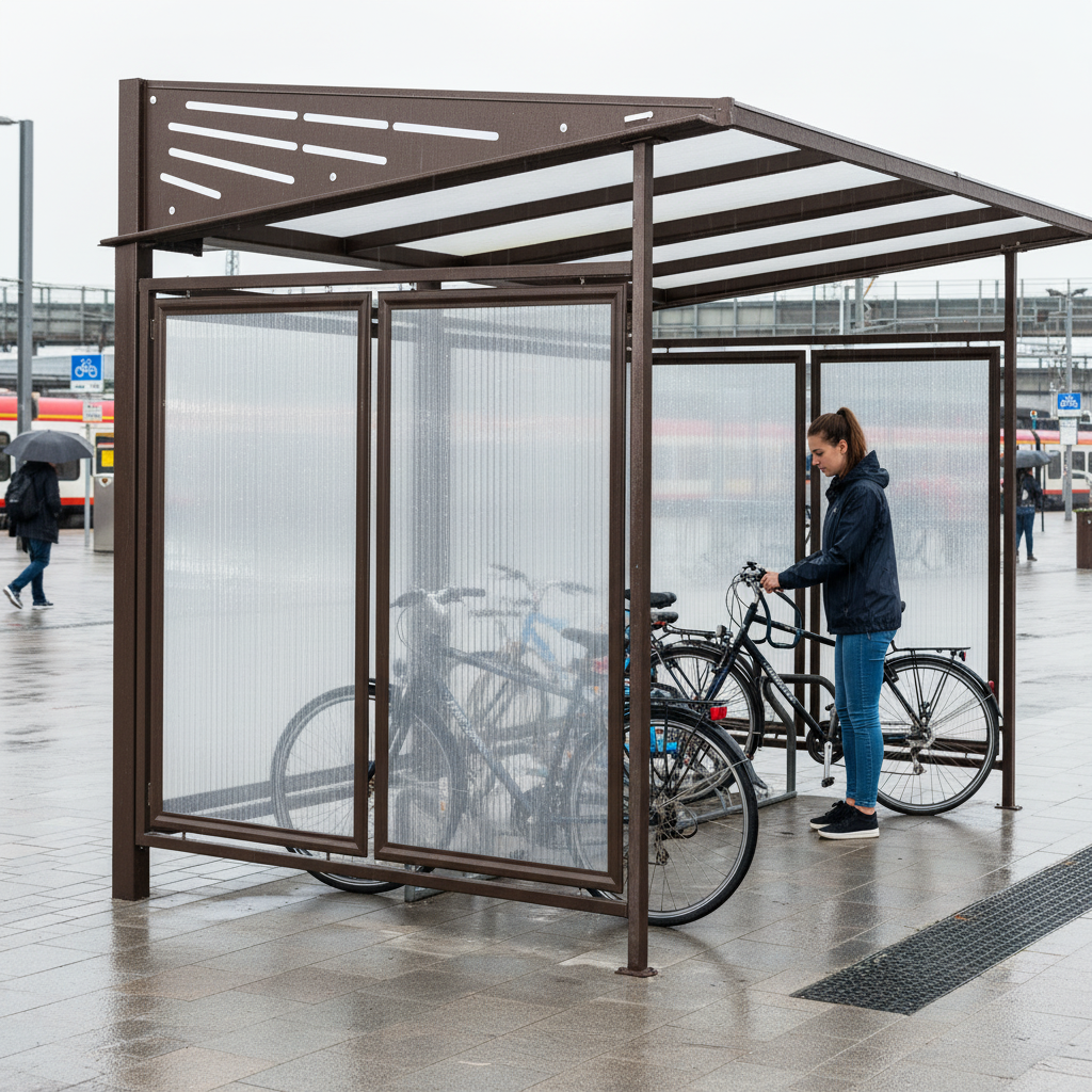 Premium Rear Cladding Panel for Conviviale Bike Shelter with Anti-UV Polycarbonate and... - side view | Barriers Co