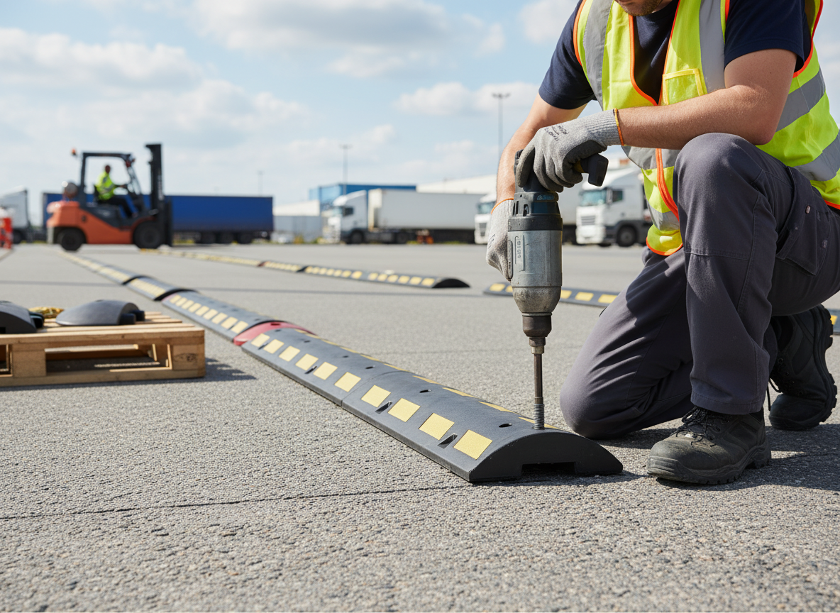 Premium Heavy-Duty Modular Rubber Speed Bump System with Reflective Features for Traffic Calming in Residential and Commercial Areas
