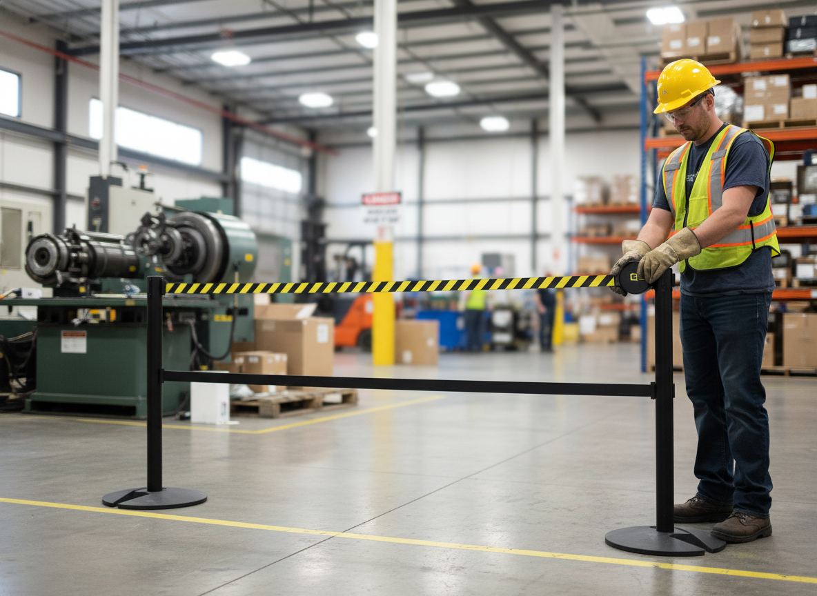 Premium 1.5m Safety Crossbar for Barrier Systems - Ideal for Queue Lines and Safety Zones