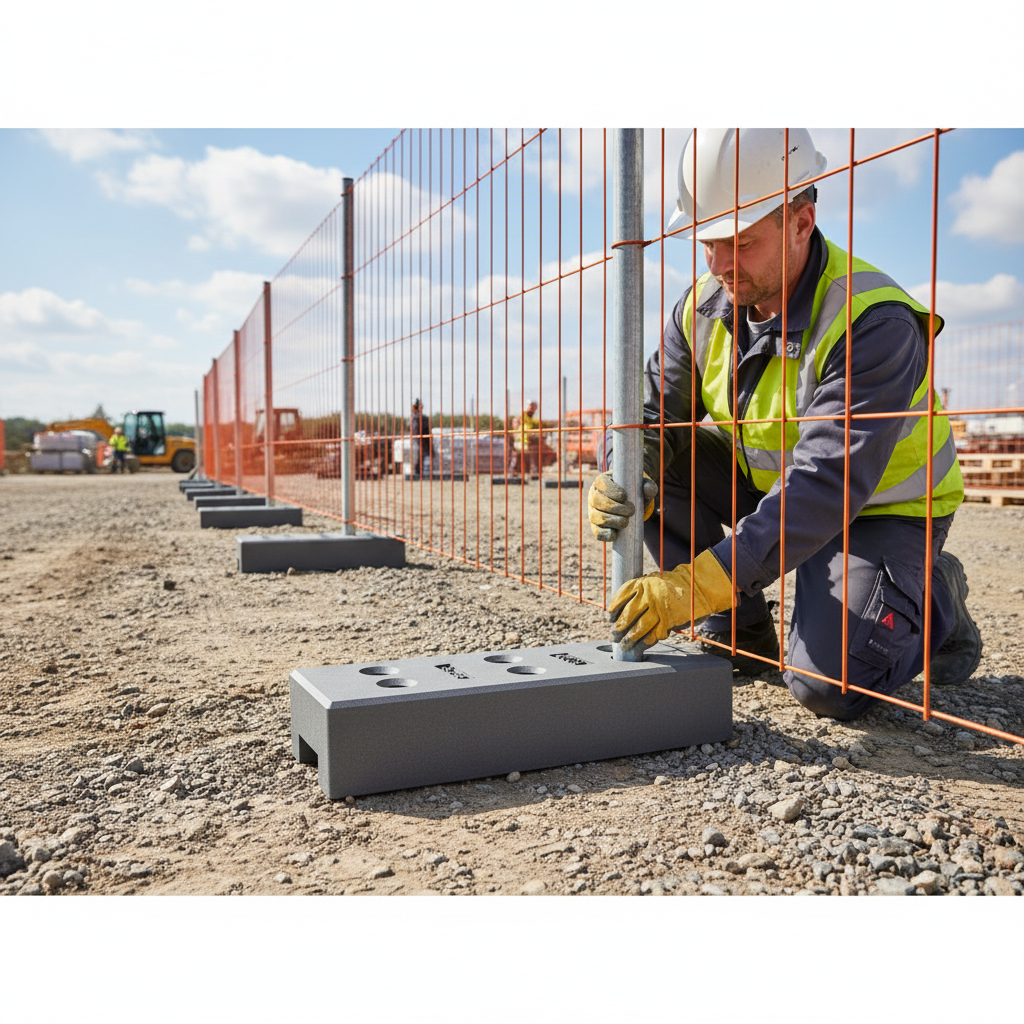 Premium Recycled Plastic Base Plate for Mobile Fences - Durable Support for Construction and Events