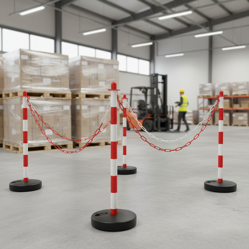 Professional Post and Chain Kit - High-Visibility Barrier Solution for Temporary Areas with 6 Posts and 10m... | Barriers Co