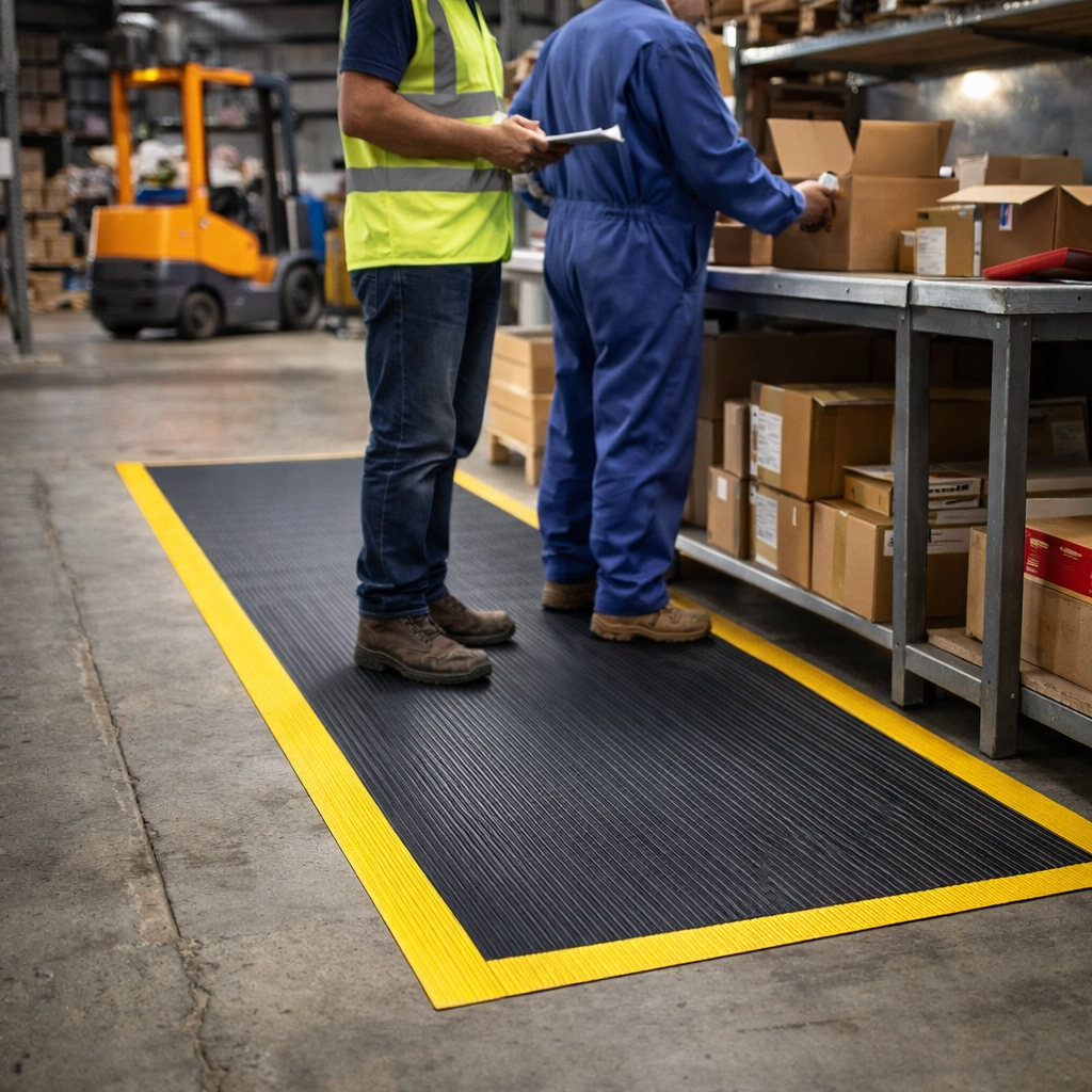 Anti-Fatigue Mat – Black & Yellow – 9.4mm Thick – Light Duty