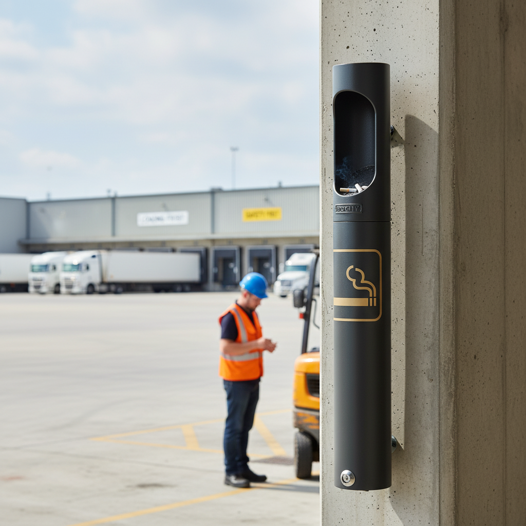 Professional Wall or Post Mounted Cigarette Ashtray Bollard for Easy Installation with Security Features