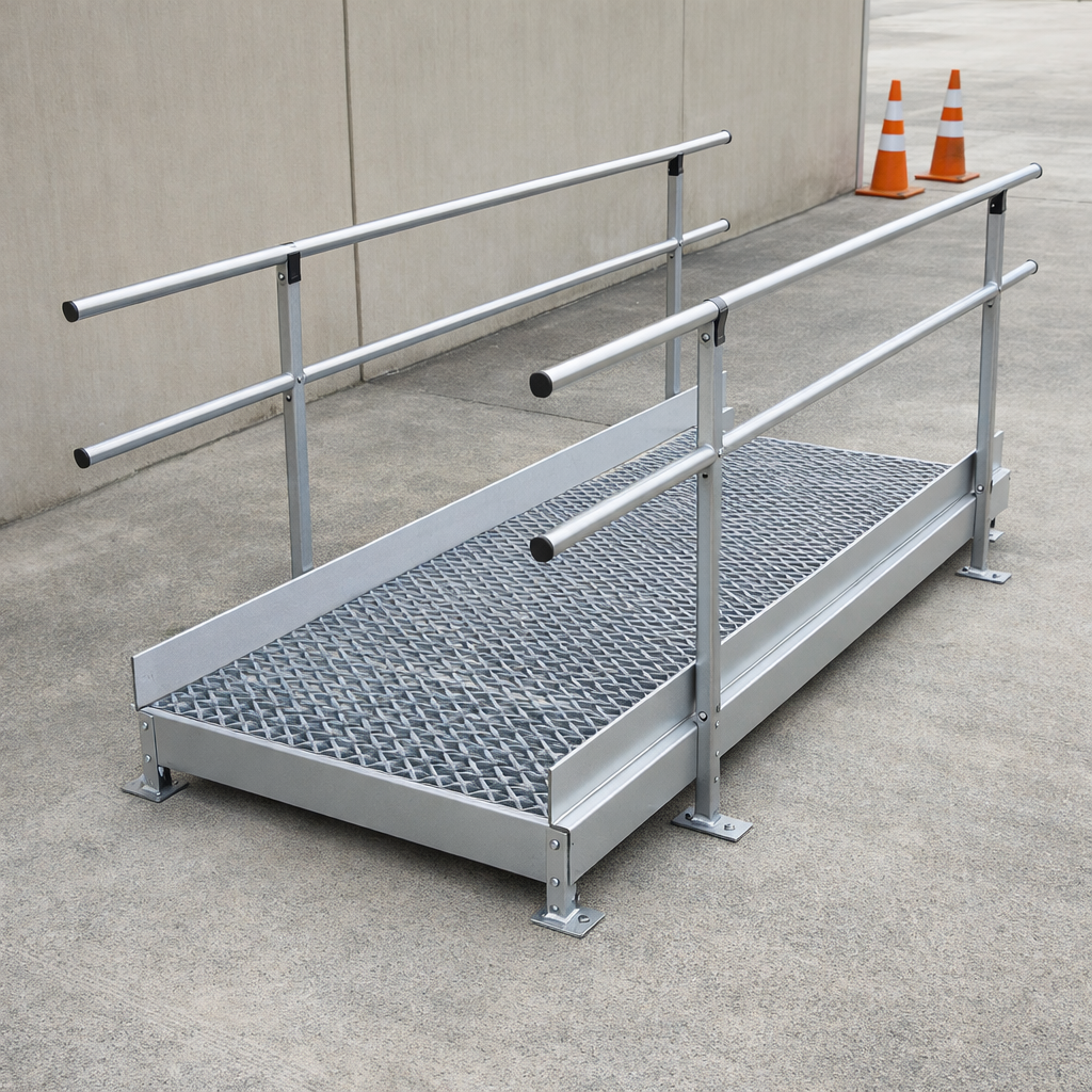 Modular Ramp Kit – 1100mm x 1900mm – Double Height Handrails – Mobility Access
