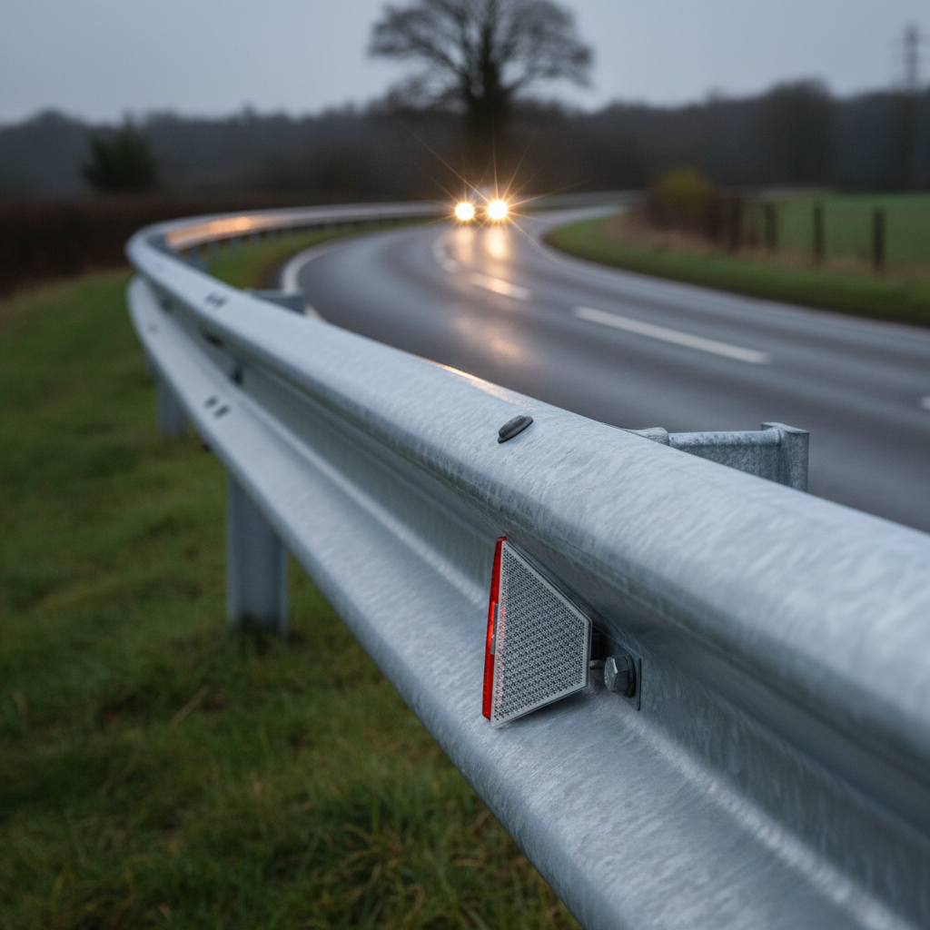 Premium High-Visibility Barrier Reflectors - Red & White Safety Enhancements for Traffic Management - Detail View | Barriers