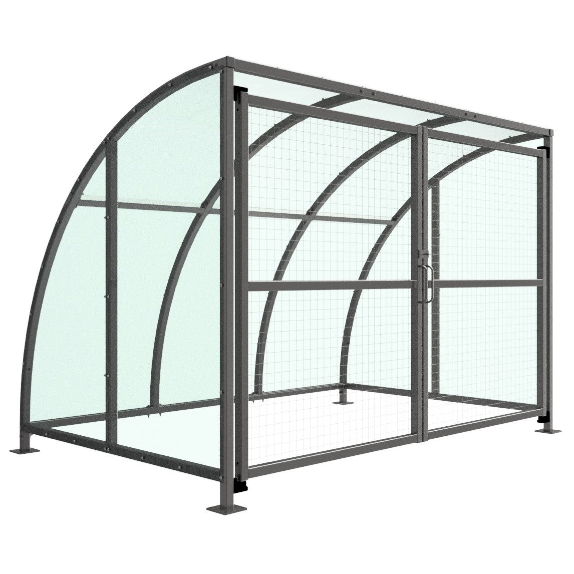 SC1 Stratford Cycle Shelter with Lockable Mesh Doors & Clear UV-Resistant PETG Roof and Sides