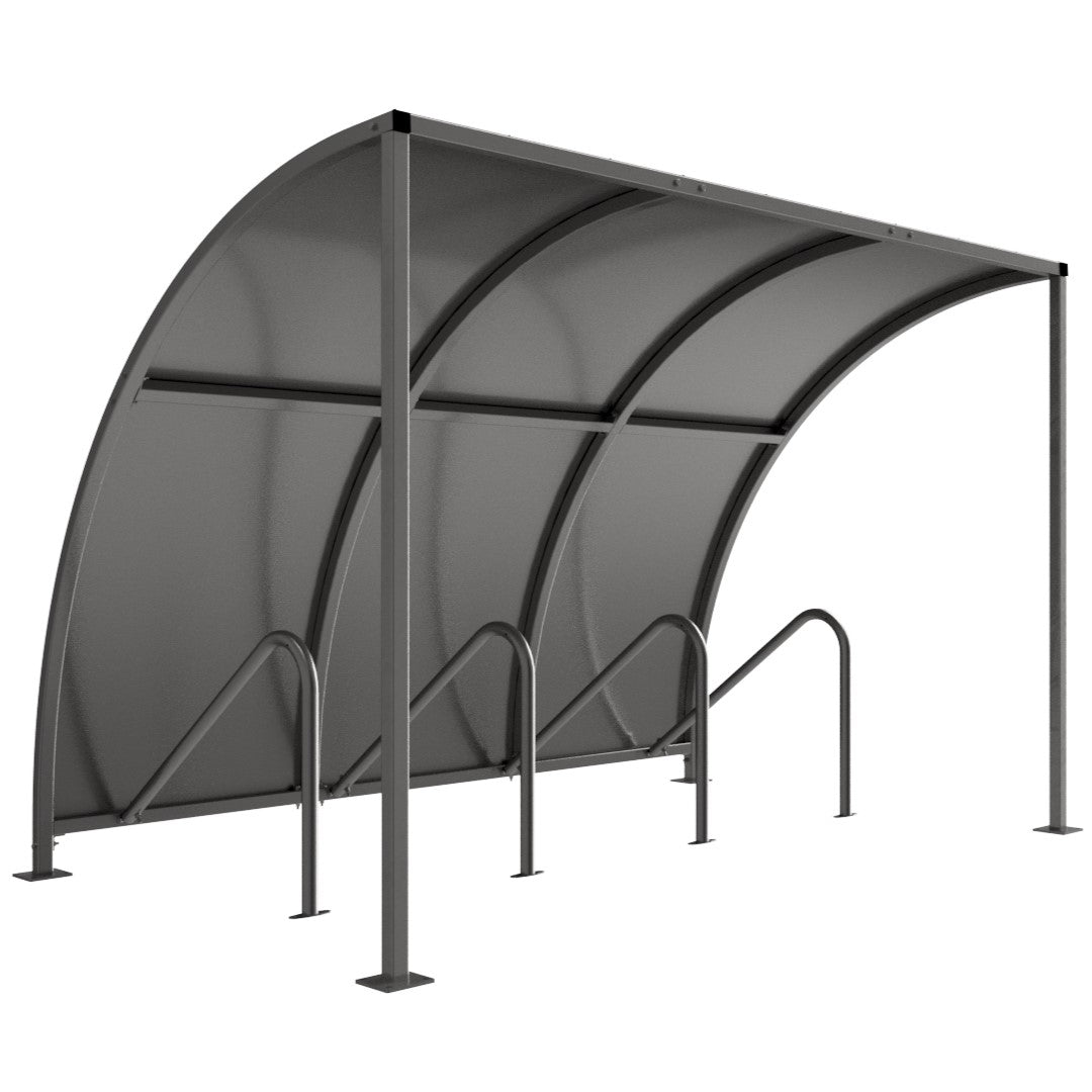 VS1 Modular Cycle Shelter – Galvanised Steel Roof & Frame with Integrated Bike Stands (1m–5m + Extensions)